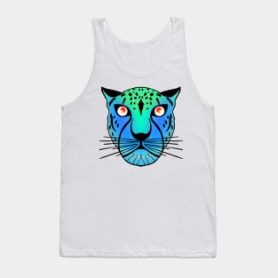 Neon Blue and Green Leopard Tank Top